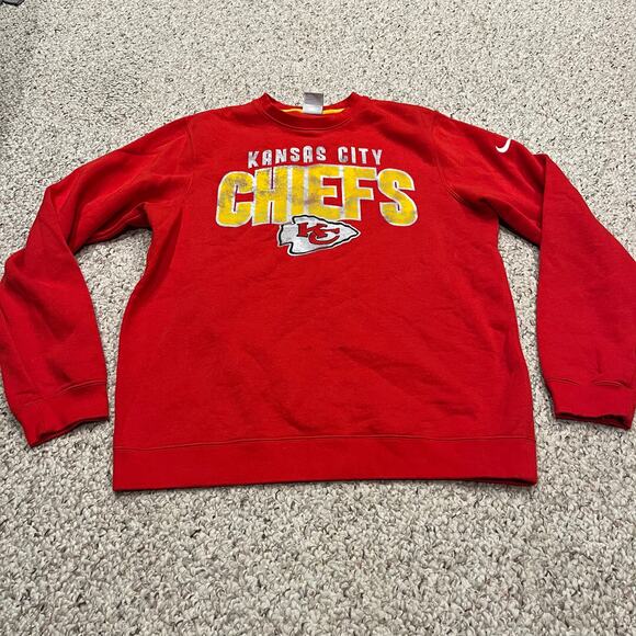 Nike Kansas City Chiefs Crew Neck Sweatshirt Sz M Men's NFL Football - Picture 1 of 7